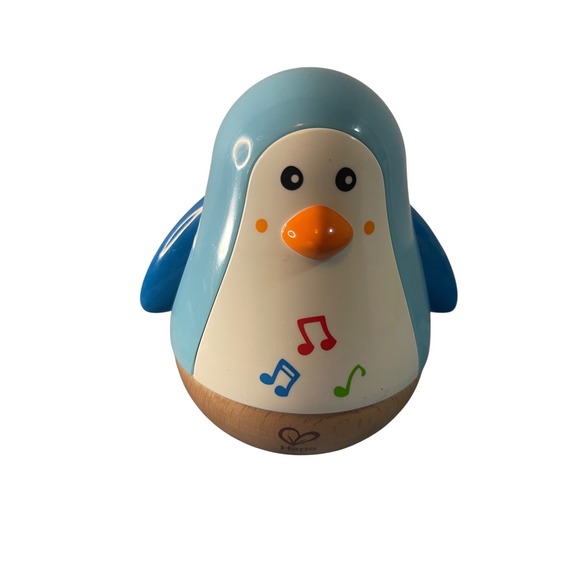 Hape Other - Hape Penguin Musical Wobbler E0331 Blue Wooden Baby Sensory Roly Poly Toy